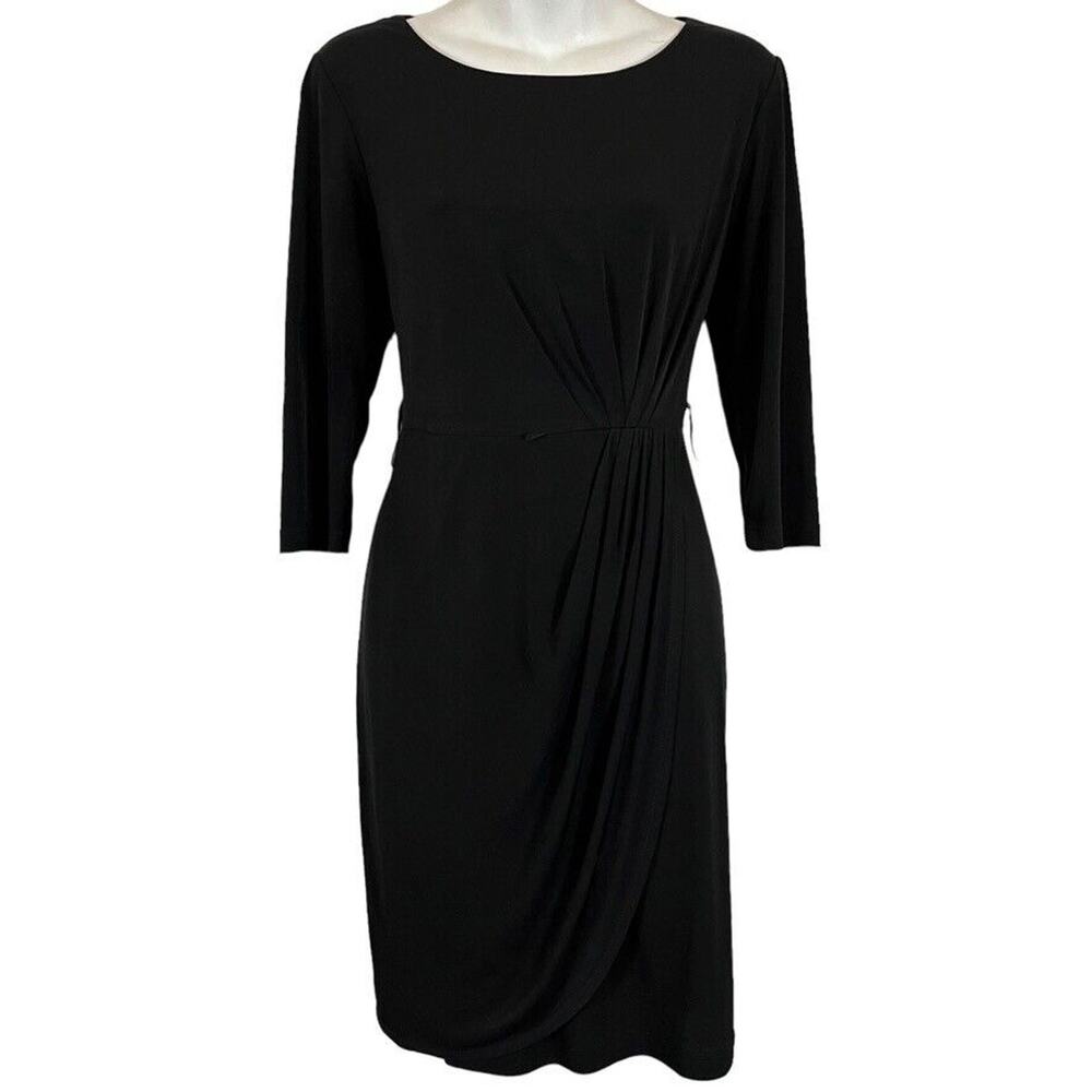 Ab Studio Womens Black Jersey Knit Ruched Whimsigoth Cocktail Party Dress sz 6